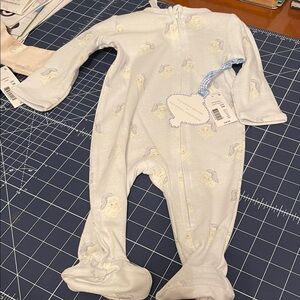 Edgehill Collection White and Blue Baby Footie